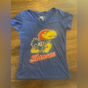 Kansas Jayhawks Rhinestone V-Neck Shirt